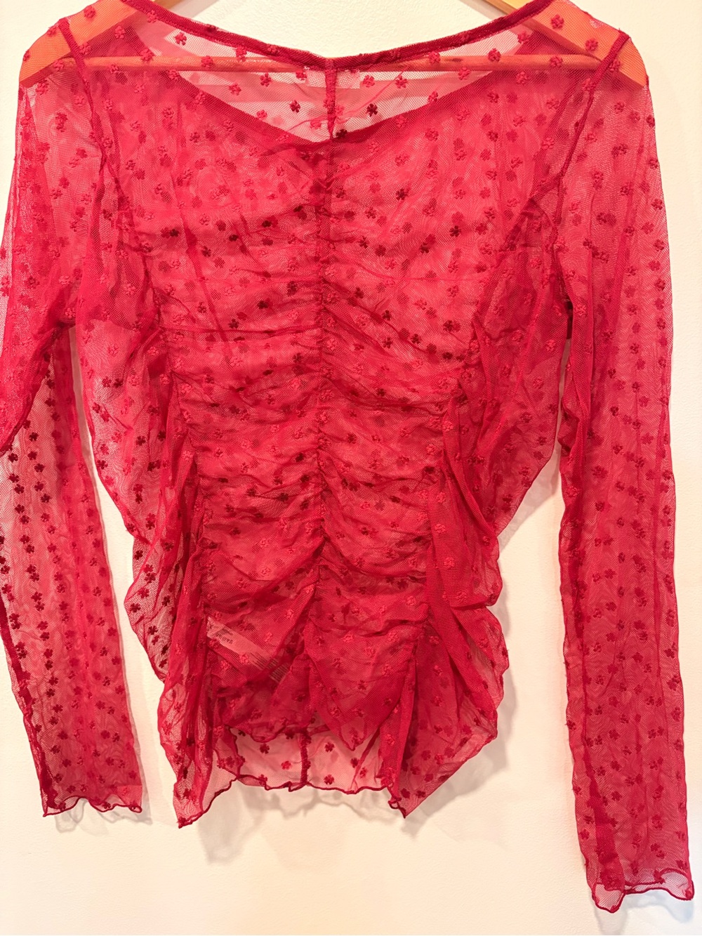 Free People Sheer Ruched Long-Sleeve Blouse